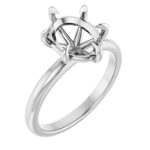 14K White Gold 10x8 mm Oval Solitaire Engagement Ring Mounting