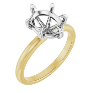 14K Yellow/White Gold 10x8 mm Oval Solitaire Engagement Ring Mounting