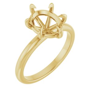 14K Yellow Gold 10x8 mm Oval Solitaire Engagement Ring Mounting
