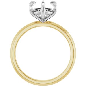 14K Yellow/White Gold 10x8 mm Oval Solitaire Engagement Ring Mounting