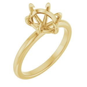 14K Yellow Gold 9x7 mm Oval Solitaire Engagement Ring Mounting