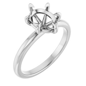 Platinum 9x7 mm Oval Solitaire Engagement Ring Mounting