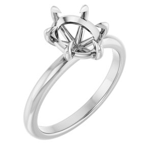 Platinum 9x7 mm Oval Solitaire Engagement Ring Mounting