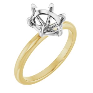 14K Yellow/White Gold 9x7 mm Oval Solitaire Engagement Ring Mounting