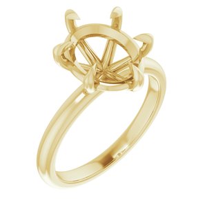 14K Yellow Gold 11x9 mm Oval Solitaire Engagement Ring Mounting