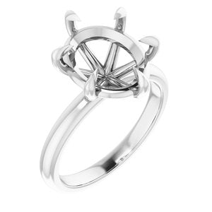 14K White Gold 12x10 mm Oval Solitaire Engagement Ring Mounting