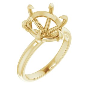 14K Yellow Gold 12x10 mm Oval Solitaire Engagement Ring Mounting