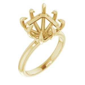 14K Yellow Gold 10x10 mm Asscher Solitaire Engagement Ring Mounting