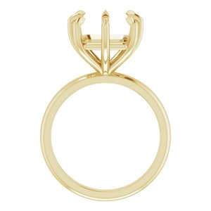14K Yellow Gold 10x10 mm Asscher Solitaire Engagement Ring Mounting