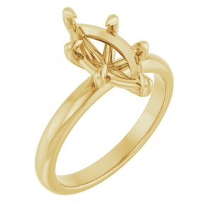 10K Yellow Gold 12x6 mm Marquise Solitaire Engagement Ring Mounting