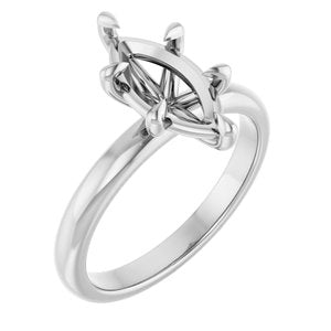 14K White Gold 12x6 mm Marquise Solitaire Engagement Ring Mounting