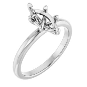 14K White Gold 10x5 mm Marquise Solitaire Engagement Ring Mounting