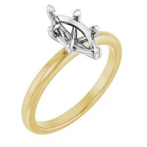 14K Yellow/White Gold 10x5 mm Marquise Solitaire Engagement Ring Mounting