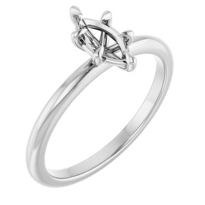 14K White Gold 8x4 mm Marquise Solitaire Engagement Ring Mounting