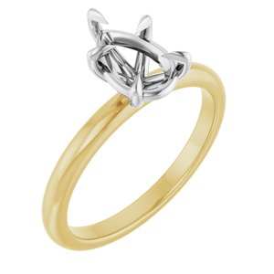 14K Yellow/White Gold 9x6 mm Pear Solitaire Engagement Ring Mounting