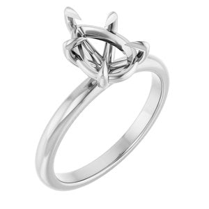 14K White Gold 10x7 mm Pear Solitaire Engagement Ring Mounting