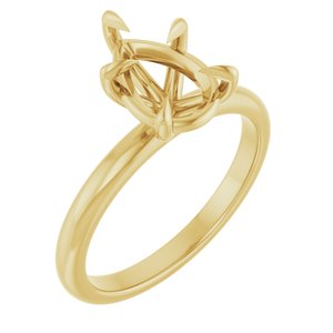 14K Yellow Gold 10x7 mm Pear Solitaire Engagement Ring Mounting