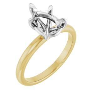 14K Yellow/White Gold 10x7 mm Pear Solitaire Engagement Ring Mounting