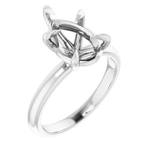 14K White Gold 12x8 mm Pear Solitaire Engagement Ring Mounting