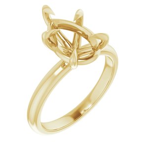 14K Yellow Gold 12x8 mm Pear Solitaire Engagement Ring Mounting