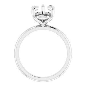 14K White Gold 12x8 mm Pear Solitaire Engagement Ring Mounting