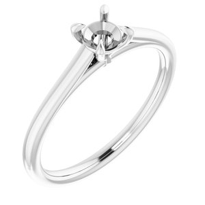 14K White Gold  4.4 mm Round Solitaire Engagement Ring Mounting
