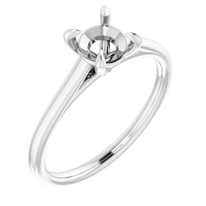 14K White Gold  6 mm Round Solitaire Engagement Ring Mounting