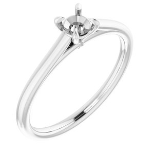 14K White Gold  4.1 mm Round Solitaire Engagement Ring Mounting