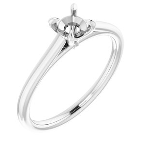 14K White Gold  4.8 mm Round Solitaire Engagement Ring Mounting
