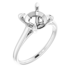 14K White Gold  9 mm Round Solitaire Engagement Ring Mounting