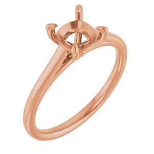 18K Rose Gold  6 mm Cushion Solitaire Engagement Ring Mounting