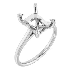 Platinum  10x8 mm Emerald Solitaire Engagement Ring Mounting