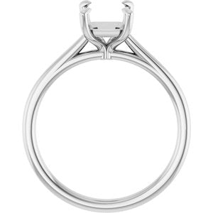 Platinum  8x6 mm Emerald Solitaire Engagement Ring Mounting
