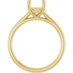18K Yellow Gold  8x6 mm Emerald Solitaire Engagement Ring Mounting