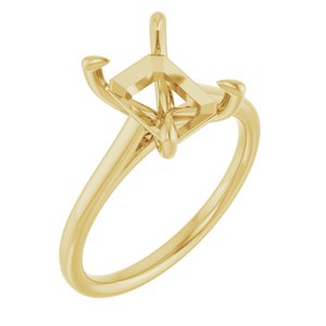 18K Yellow Gold  9x7 mm Emerald Solitaire Engagement Ring Mounting