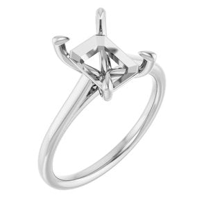 Platinum  9x7 mm Emerald Solitaire Engagement Ring Mounting