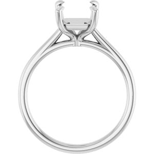 Platinum  9x7 mm Emerald Solitaire Engagement Ring Mounting