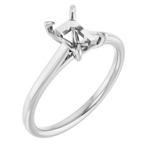 Platinum  7x5 mm Emerald Solitaire Engagement Ring Mounting