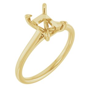 18K Yellow Gold  8x6 mm Emerald Solitaire Engagement Ring Mounting