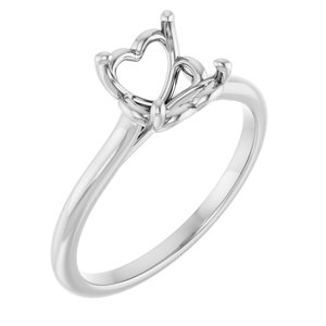 14K White Gold  7.4 mm Round Solitaire Engagement Ring Mounting
