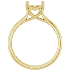 18K Yellow Gold  7 mm Cushion Solitaire Engagement Ring Mounting