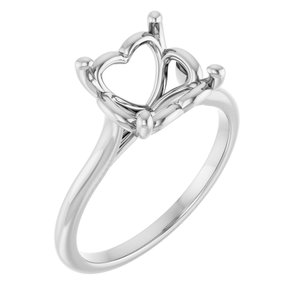 14K White Gold  7 mm Square Solitaire Engagement Ring Mounting