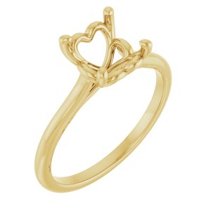 18K Yellow Gold  7 mm Cushion Solitaire Engagement Ring Mounting