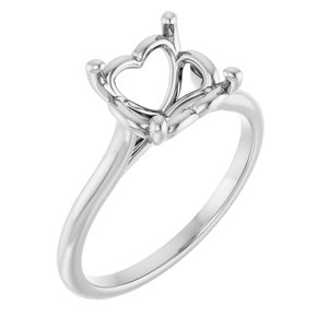 14K White Gold  6.5 mm Square Solitaire Engagement Ring Mounting