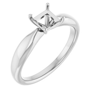 14K White Gold  5 mm Square Solitaire Engagement Ring Mounting