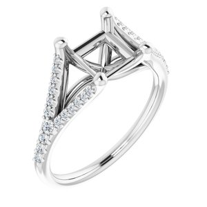 14K White Gold 6x6 mm Square 1/5 CTW Natural Diamond Semi-Set Engagement Ring