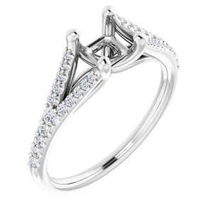 14K White Gold 5x5 mm Asscher 1/5 CTW Natural Diamond Semi-Set Engagement Ring