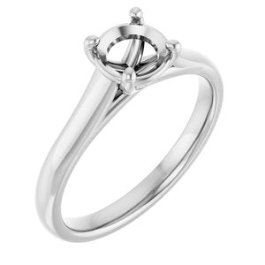 14K White Gold 6.5 mm Round Solitaire Engagement Ring Mounting 