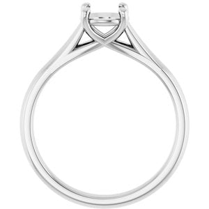 14K White Gold 6.5 mm Round Solitaire Engagement Ring Mounting 