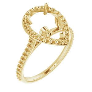 14K Yellow Gold 12x8 mm Pear Halo-Style Engagement Ring Mounting
